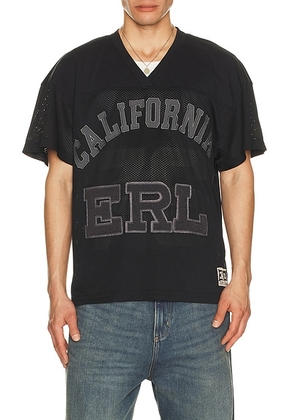 ERL Unisex Mesh Football Tee Knit in Black - Black. Size L (also in M, S, XL/1X).