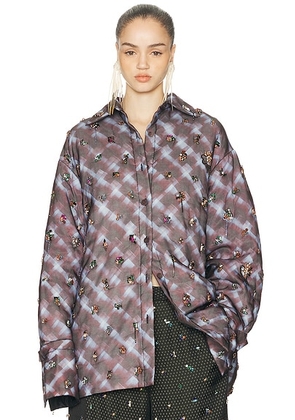 Dries Van Noten Cartan Shirt in Burgundy - Burgundy,Slate. Size M (also in L, S, XS).