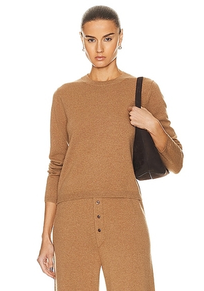 Guest In Residence Shrunken Crew Cashmere Sweater in Almond - Brown. Size XL (also in XS, L).