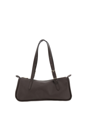 Longchamp Brown Shoulder Bag With Two Top Handles With Buckles In Leather Woman