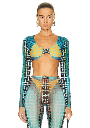 Jean Paul Gaultier Cropped U Neck Top in Blue  Purple  & Yellow - Multi. Size M (also in L, S, XS, XXL, XXS).