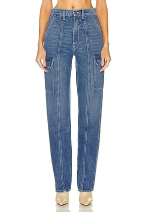 GRLFRND Harper High Rise Slim Cargo Jeans in Cameron - Denim-Medium. Size 25 (also in ).
