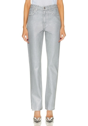 GRLFRND Harlow Coated High Rise Boot Jeans in Silverado - Metallic Silver. Size 24 (also in 23, 27).
