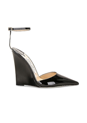 Jimmy Choo Blake 100 Patent Leather Wedge in Black - Black. Size 39 (also in 36.5, 38, 39.5, 40).
