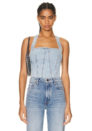 GRLFRND Tianna Halter Bustier in Riviera - Denim-Light. Size XS (also in XXS, XL).