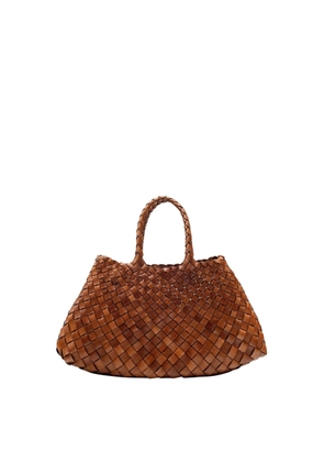 Dragon Diffusion santa Croce Brown Handbag With Two Top Handles And Interwoven Design In Leather
