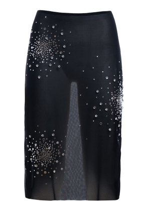 DES_PHEMMES Crystal-Embellished Splash Tulle Midi Skirt - Moda Operandi