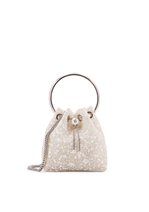 Jimmy Choo Bon Bon Mesh Bucket Bag With Micro Sequins