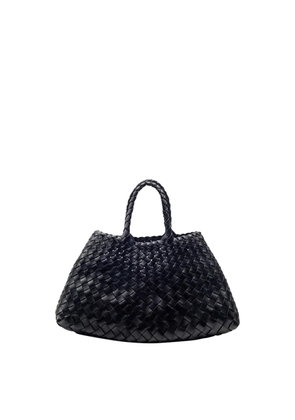 Dragon Diffusion santa Croce Black Handbag With Two Top Handles And Interwoven Design In Leather Woman