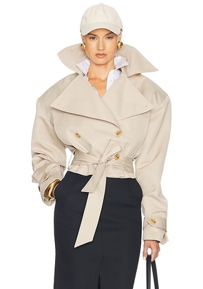 Helsa Oversized Cropped Trench in Chino - Tan. Size L (also in ).