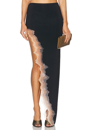 Grace Ling Flame Slit Maxi Skirt in Black Flame - Black. Size M (also in L).