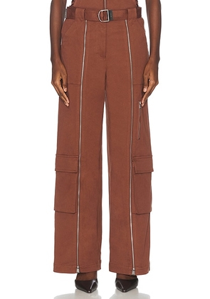 SIMKHAI Fabiana Belted Pant in Chestnut - Brown. Size 4 (also in 2).