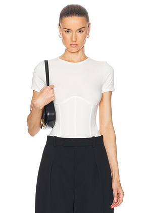 Fleur du mal Organic Cotton T-Shirt Bodysuit in Ivory - White. Size XS (also in L).