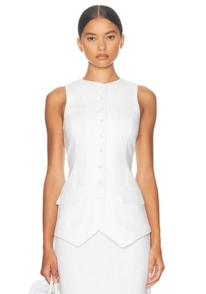 Helsa Linen Button Tunic in Natural White - White. Size S (also in M).