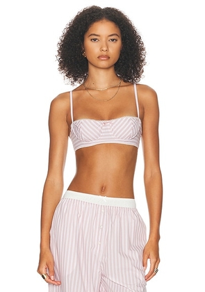 Helsa Wide Stripe Poplin Bra in Mauve Stripe - Mauve. Size S (also in ).