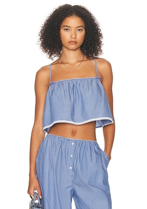 Helsa Pinstripe Poplin Camisole in Blue Pinstripe - Multi. Size M (also in S, L, XL).