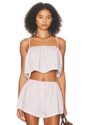 Helsa Wide Stripe Poplin Camisole in Mauve Stripe - Mauve. Size M (also in XS, S, L, XL).