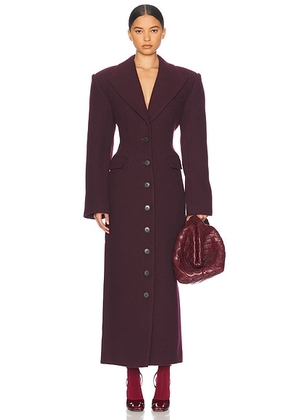 Helsa Italian Wool Blend Topcoat in Burgundy - Burgundy. Size L (also in S, XS, XXS).