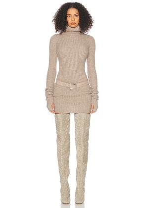 Helsa Lauren Mini Knit Dress in Beige - Beige. Size M (also in XS, S, L, XL).
