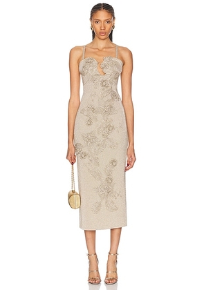 Cult Gaia Soraiya Knit Dress in Fog Shimmer - Metallic Neutral. Size L (also in ).