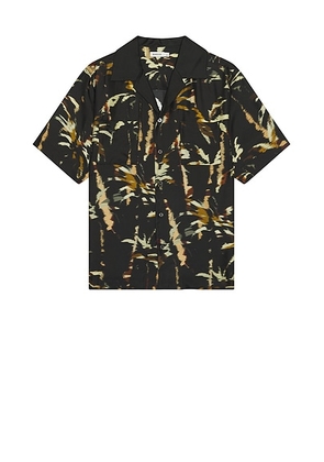 SIMKHAI Connor Camp Shirt in Windswept Palm Print - Black. Size M (also in ).