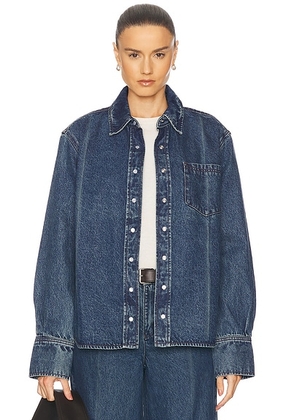 GRLFRND Mae Button Down in Lake Tahoe - Blue. Size L (also in M, S, XL, XS).