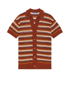Frescobol Carioca Pinto Crochet Shirt in Silk Brown - Brown. Size S (also in ).