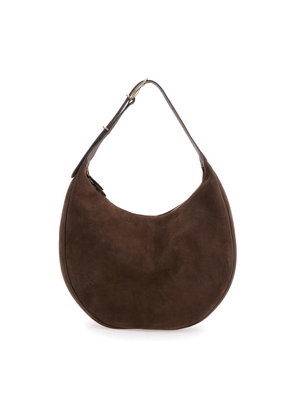 Little Liffner Brown Shoulder Bag With Top Handle In Suede