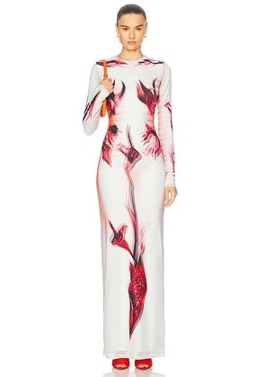 Jean Paul Gaultier Flower Body Morphing Mariniere Long Dress in Mint  Pale Pink  & Red - White,Red. Size XS (also in S).