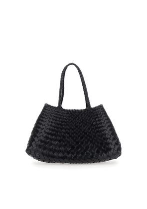 Dragon Diffusion Santa Croce Black Crossbody Bag With Two Top Handles And Interwoven Design In Leather Woman