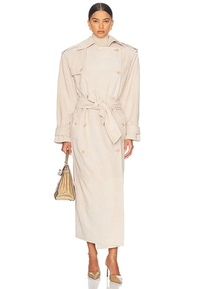 Helsa Suede Trench Coat in Clay - Neutral. Size S (also in ).