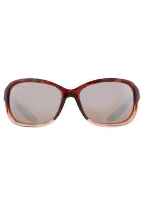 Costa Del Mar SEADRIFT Copper SIlver Mirror Polarized Glass Rectangular Ladies Sunglasses 6S9114 911403 58