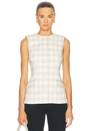 SIMKHAI Calliope Vest in Sand Gingham - Neutral. Size 2 (also in 0, 4, 6).