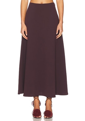 Helsa The Heavy Crepe Midi Skirt in Eggplant - Purple. Size S (also in XXS, XS).