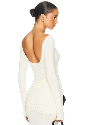 Helsa Matte Jersey Long Sleeve Top in Swiss Cream - Cream. Size S (also in XS).