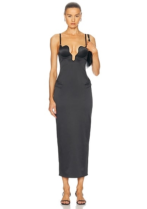 Fleur du mal U-Plunge Maxi Dress in Black - Black. Size M (also in L, S).