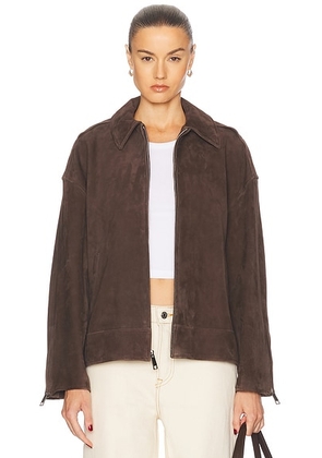 GRLFRND Alek Suede Jacket in Chocolate Brown - Chocolate. Size XL (also in ).