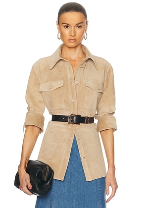 Gabriela Hearst Irene Overshirt in Camel - Beige. Size M (also in XS).