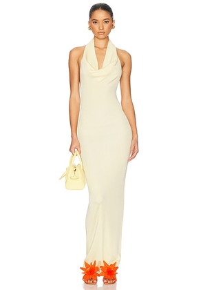 Helsa Aaliyah Maxi Knit Dress in Butter Yellow - Lemon. Size XL (also in L).