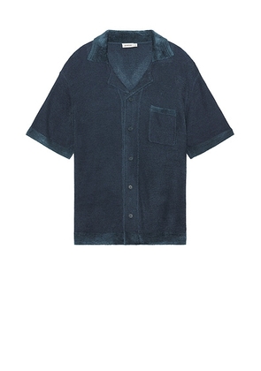 SIMKHAI Camp Shirt in Steel - Teal. Size M (also in ).