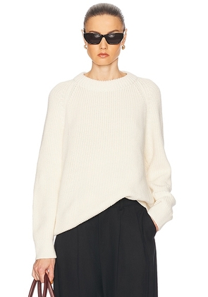 Jenni Kayne Oversized Cotton Fisherman Sweater in Ivory - Ivory. Size XL (also in L, S).