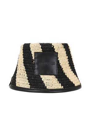 JACQUEMUS Le Bob Soli in Natural & Black - Brown. Size 58 (also in 56, 60).