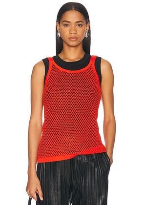 Helmut Lang Mesh Tank Top in Safety Orange - Orange. Size M (also in XS, S, L).