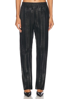 Helmut Lang Pleated Leather Pant in Black - Black. Size XS (also in S).