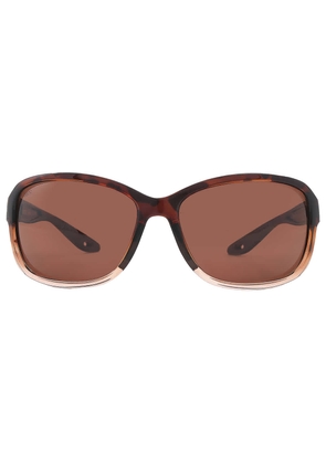 Costa Del Mar Seadrift Copper Polarized Polycarbonate Rectangular Ladies Sunglasses 6S9114 911406 60
