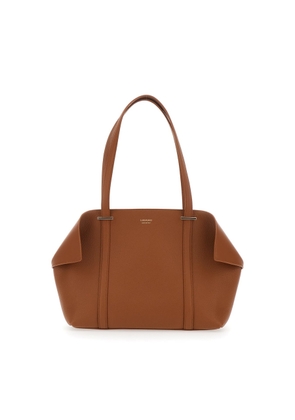 Ferragamo Brown Tote Bag With Folded Sides And Logo Lettering On The Front In Leather Woman