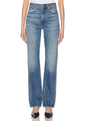 GRLFRND Sara Super High Rise Straight Jeans in Hyperion Ave - Blue. Size 24 (also in 23).