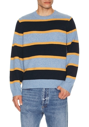 Guest In Residence Stripe Crew Neck Sweater in Heather Blue Combo - Blue. Size XL/1X (also in L).