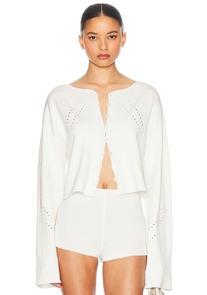 Helsa Celestine Cardigan in Cream - Cream. Size S (also in L, M, XL).