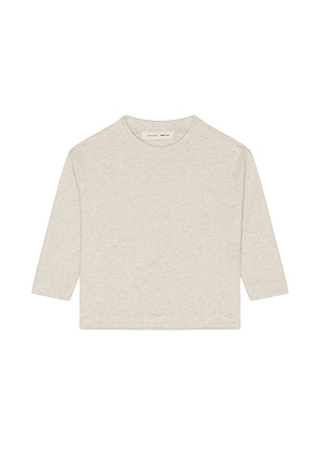 Fear of God ESSENTIALS Kids Classic Long Sleeve Tee in Oatmeal Heather - Grey. Size 4/5 (also in 2/3, 6/7).